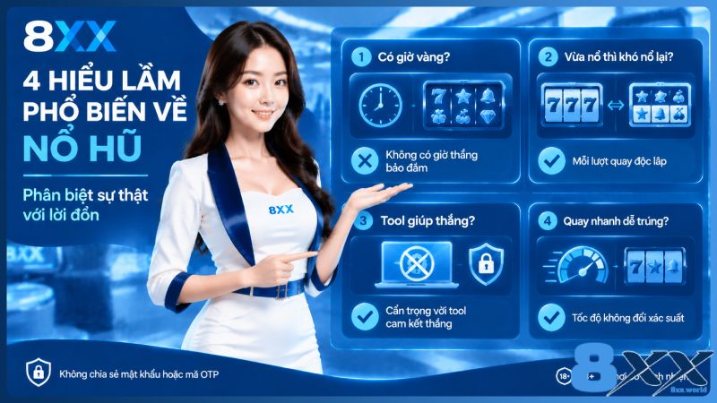 8XX minh họa 4 hiểu lầm phổ biến về nổ hũ