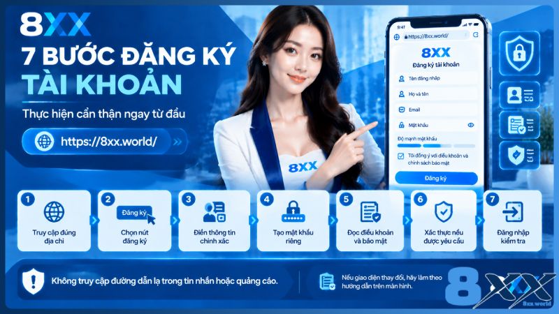 8XX minh họa 7 bước đăng ký tài khoản