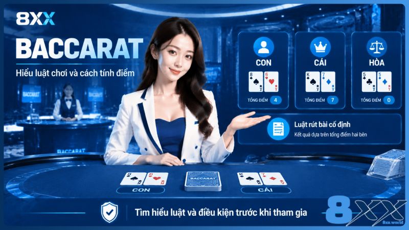8XX minh họa baccarat: luật chơi và cách tính điểm