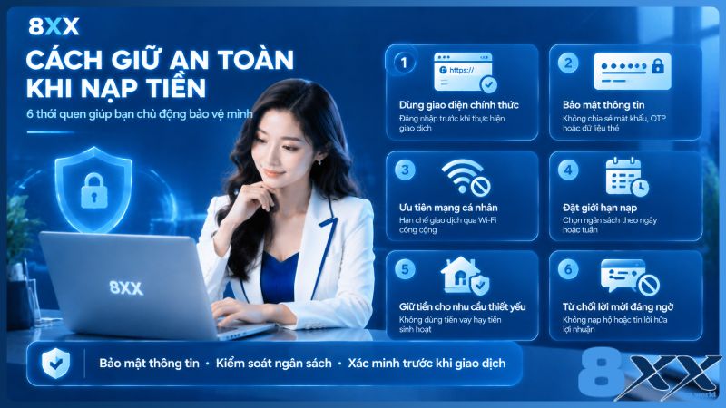8XX minh họa cách giữ an toàn khi nạp tiền