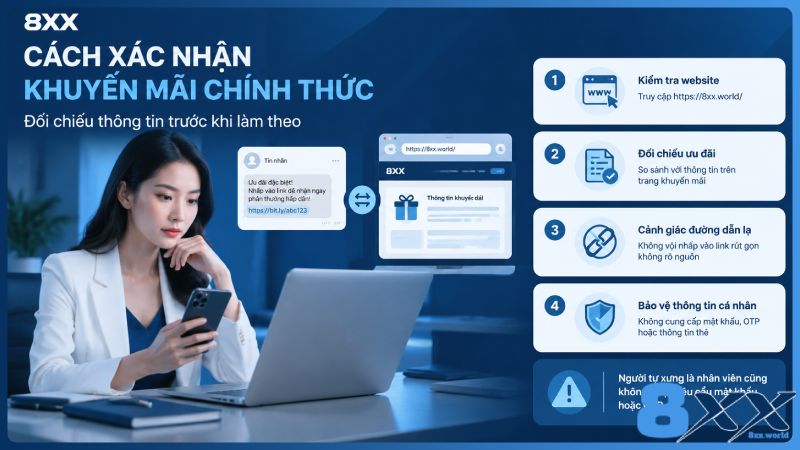 8XX minh họa cách xác nhận khuyến mãi chính thức