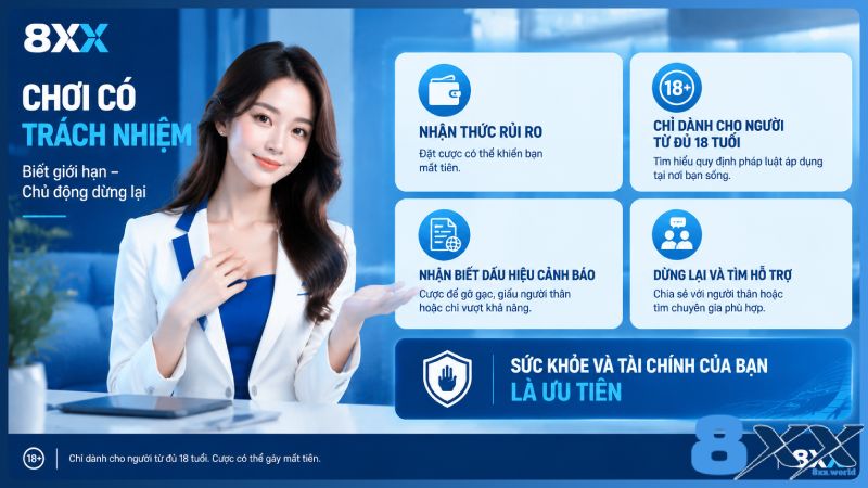 8XX minh họa chơi có trách nhiệm: biết giới hạn, chủ động dừng lại