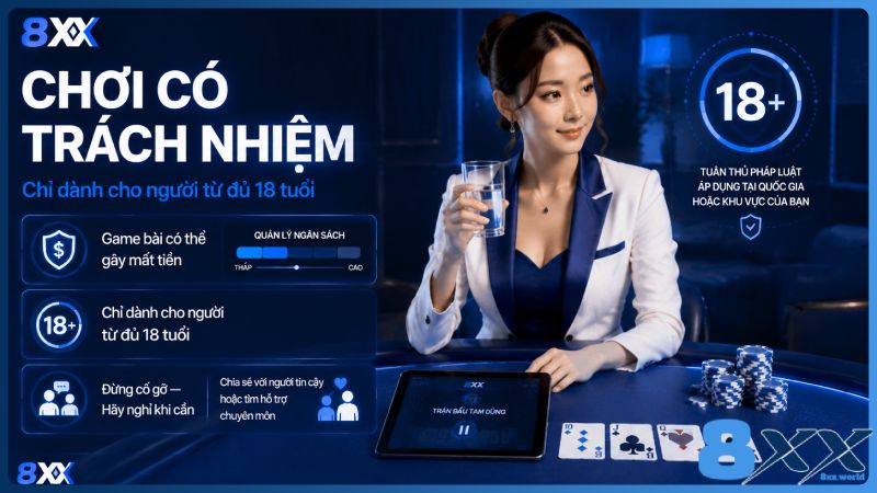 8XX minh họa chơi có trách nhiệm khi chơi game bài