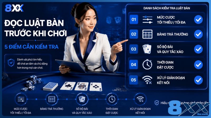 8XX minh họa đọc luật bàn trước khi chơi