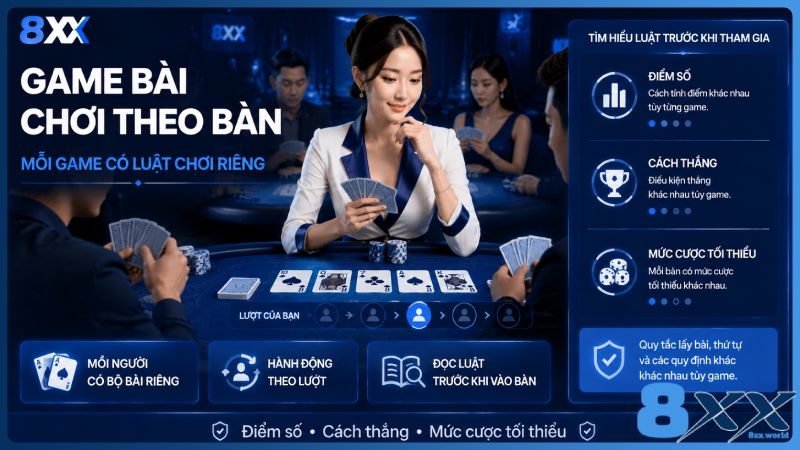 8XX minh họa game bài chơi theo bàn