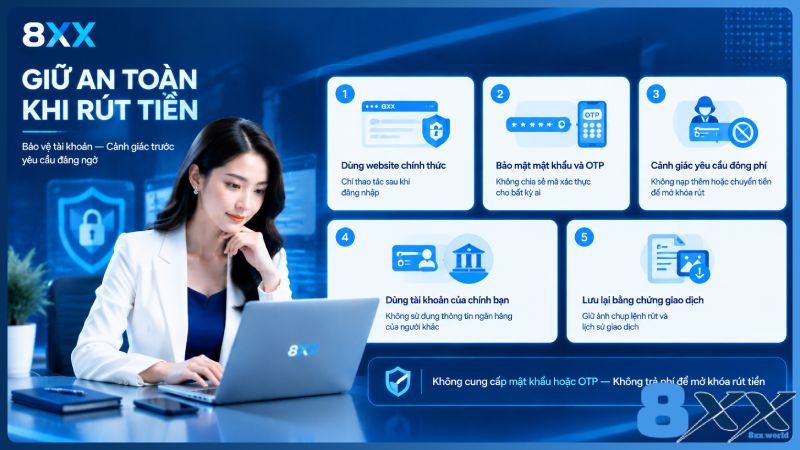 8XX minh họa giữ an toàn khi rút tiền