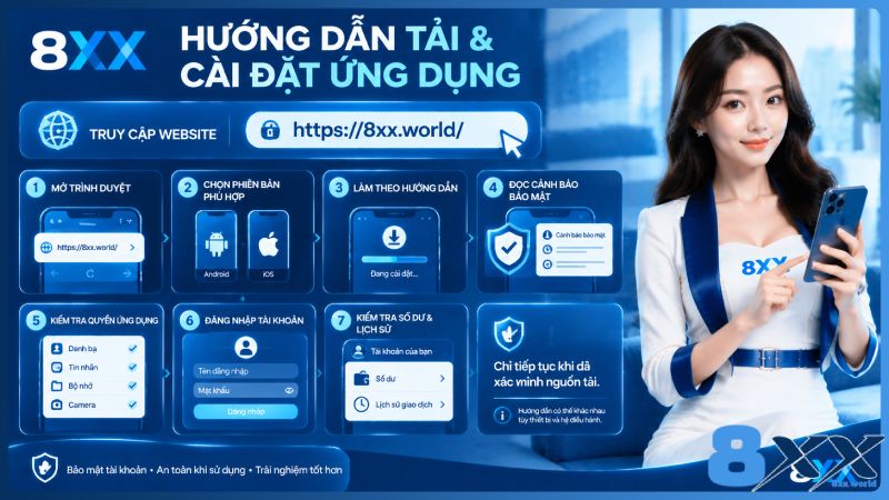 8XX minh họa hướng dẫn tải và cài đặt ứng dụng