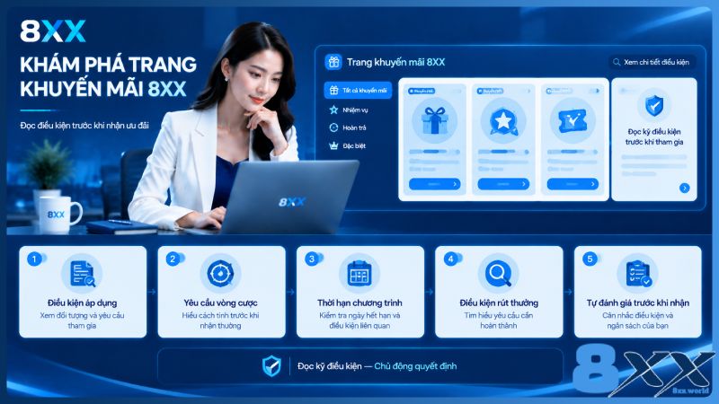 8XX minh họa khám phá trang khuyến mãi 8XX