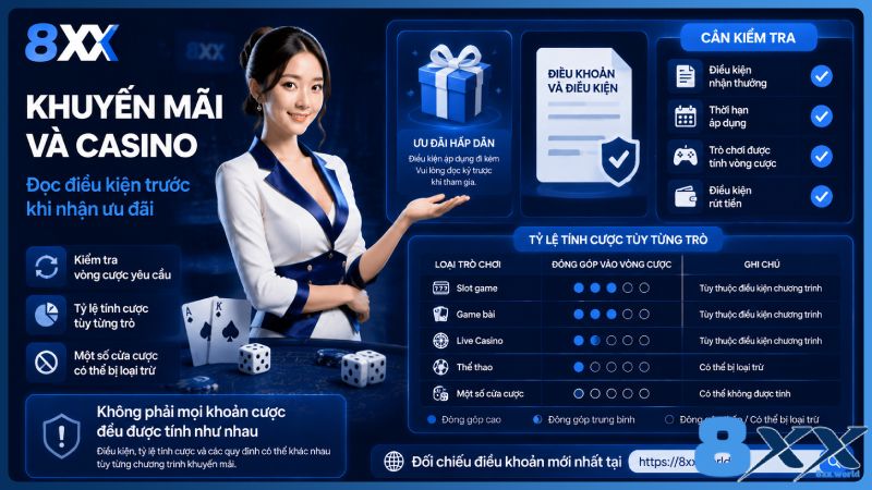 8XX minh họa khuyến mãi và casino