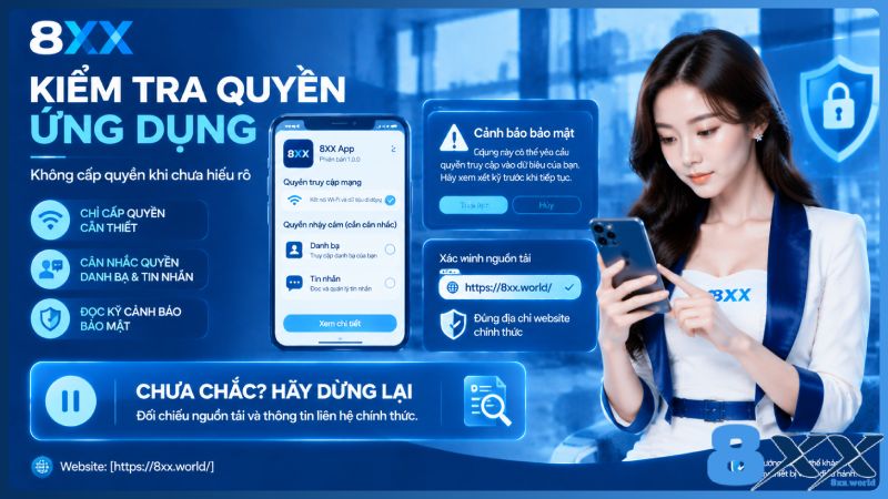 8XX minh họa kiểm tra quyền ứng dụng