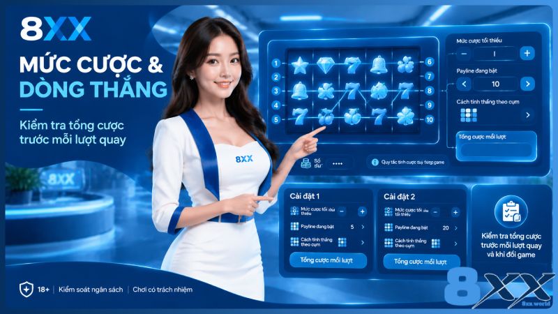 8XX minh họa mức cược và dòng thắng