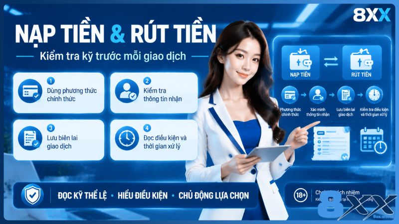 8XX minh họa nạp tiền và rút tiền: kiểm tra kỹ trước mỗi giao dịch