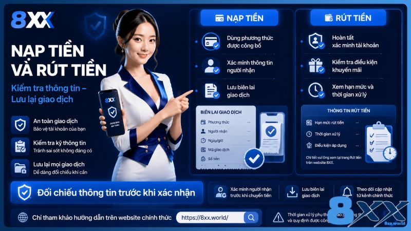 8XX minh họa nạp tiền và rút tiền: lưu lại giao dịch