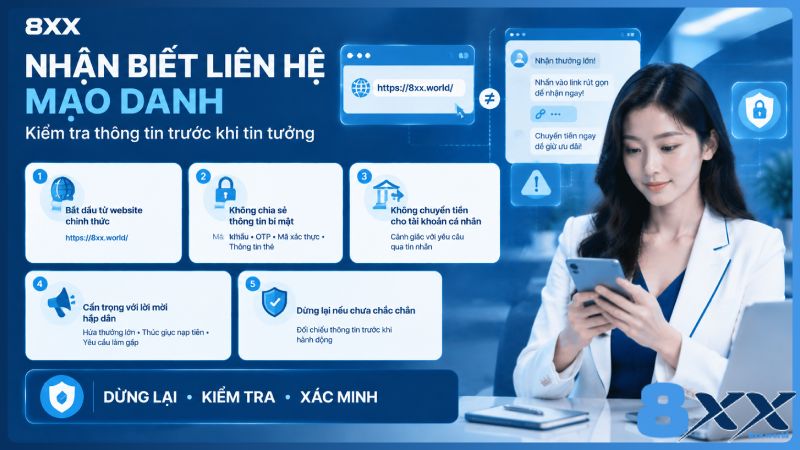 8XX minh họa nhận biết liên hệ mạo danh: kiểm tra thông tin