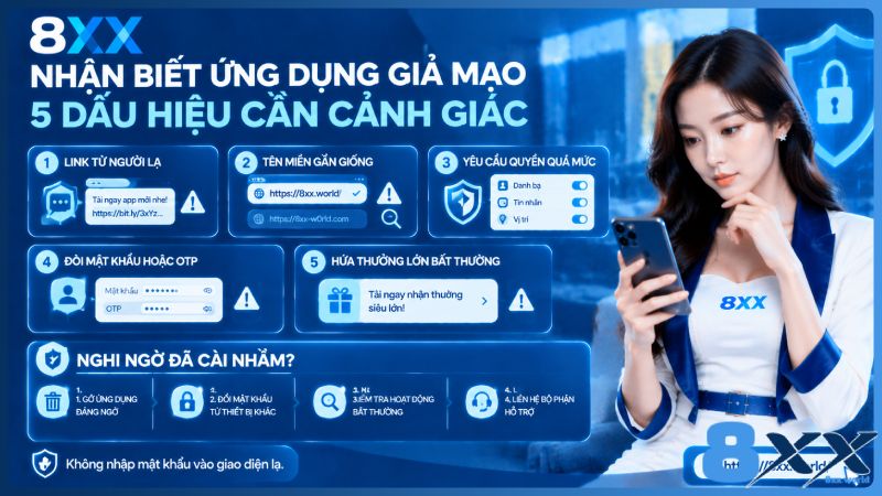 8XX minh họa nhận biết ứng dụng giả mạo: 5 dấu hiệu cần cảnh giác