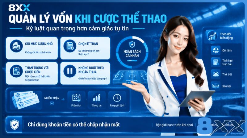 8XX minh họa quản lý vốn khi cược thể thao