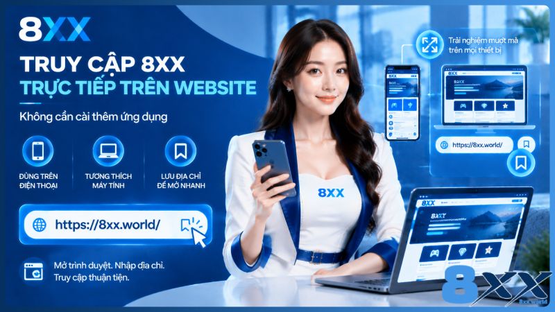8XX minh họa truy cập 8XX trực tiếp trên website