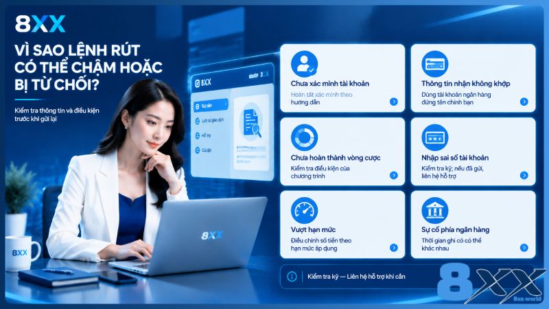 8XX minh họa vì sao lệnh rút có thể chậm hoặc bị từ chối?