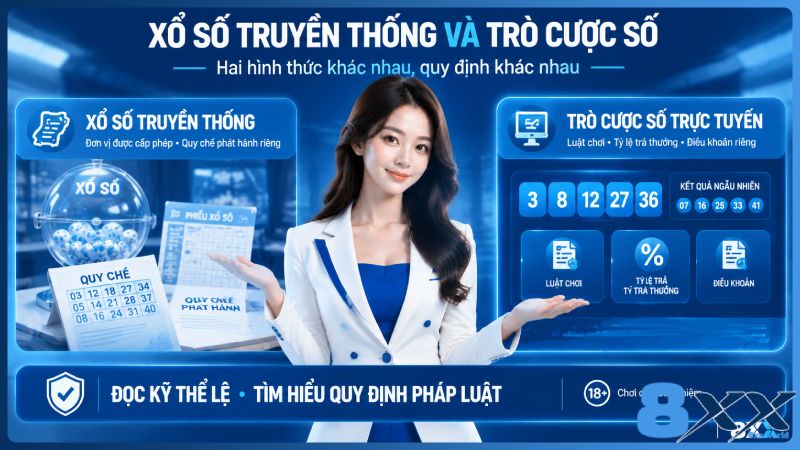8XX minh họa xổ số truyền thống và trò cược số